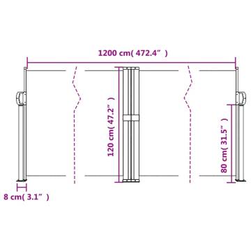 Retractable Side Awning Black 117x1200 cm