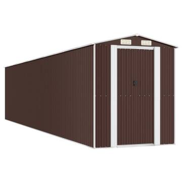 Garden Shed Dark Brown 192x938x223 cm Galvanised Steel