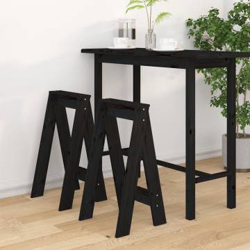 Stools 2 pcs Black 40x40x75 cm Solid Wood Pine