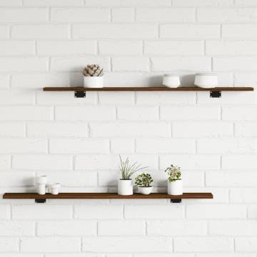 Wall Shelves 4 pcs Brown Oak 100x10x1.5 cm Engineered Wood