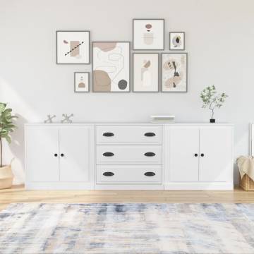 Sideboards 3 pcs White Engineered Wood