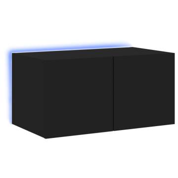 TV Wall Cabinet with LED Lights Black 60x35x31 cm