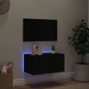 TV Wall Cabinet with LED Lights Black 60x35x31 cm