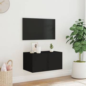 TV Wall Cabinet with LED Lights Black 60x35x31 cm