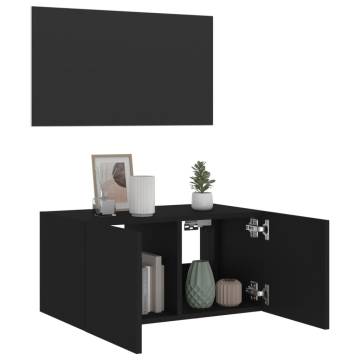 TV Wall Cabinet with LED Lights Black 60x35x31 cm