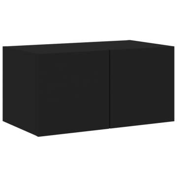 TV Wall Cabinet with LED Lights Black 60x35x31 cm