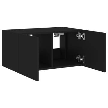 TV Wall Cabinet with LED Lights Black 60x35x31 cm