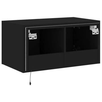 TV Wall Cabinet with LED Lights Black 60x35x31 cm