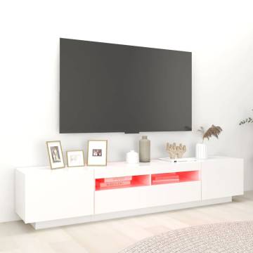 TV Cabinet with LED Lights White 200x35x40 cm