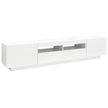 TV Cabinet with LED Lights White 200x35x40 cm