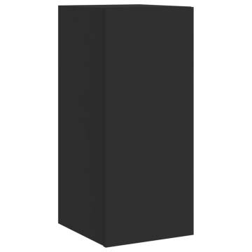 TV Wall Cabinet with LED Lights Black 30.5x35x70 cm