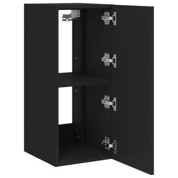 TV Wall Cabinet with LED Lights Black 30.5x35x70 cm