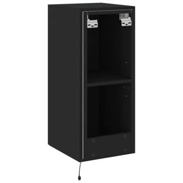 TV Wall Cabinet with LED Lights Black 30.5x35x70 cm