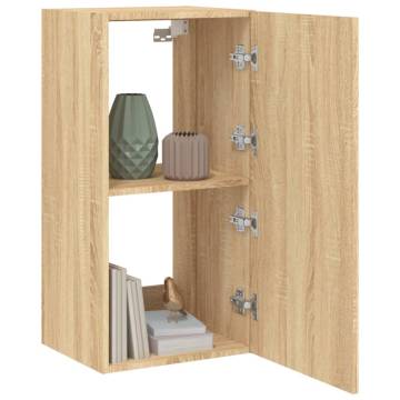 TV Wall Cabinet with LED Lights Sonoma Oak 40.5x35x80 cm