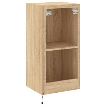 TV Wall Cabinet with LED Lights Sonoma Oak 40.5x35x80 cm