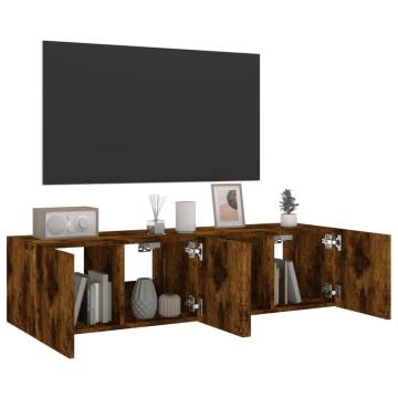 TV Wall Cabinets with LED Lights 2 pcs Smoked Oak 60x35x31 cm