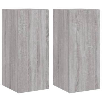 TV Wall Cabinets with LED Lights 2 pcs Grey Sonoma 30.5x35x70 cm