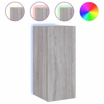 TV Wall Cabinets with LED Lights 2 pcs Grey Sonoma 30.5x35x70 cm