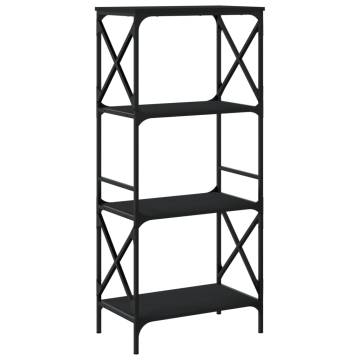 Bookcase 4-Tier Black 59x35x132 cm Engineered Wood