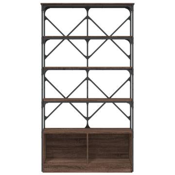 Bookcase Brown Oak 100x26x180 cm Engineered Wood and Metal