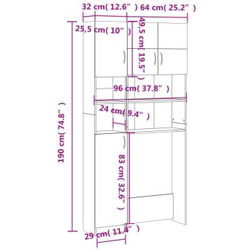 Washing Machine Cabinet Set White Engineered Wood