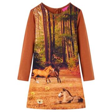 Kids' Dress with Long Sleeves Cognac 140