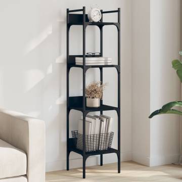 Bookshelf 4-Tier Black 35x30x138.5 cm Engineered Wood