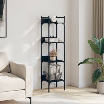 Bookshelf 4-Tier Black 35x30x138.5 cm Engineered Wood