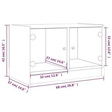 TV Cabinet with Glass Doors Smoked Oak 68x37x42 cm