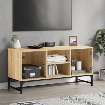 TV Cabinet with Glass Doors Sonoma Oak 102x37x50 cm