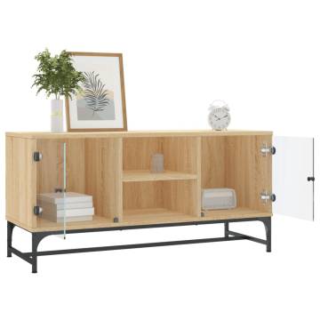 TV Cabinet with Glass Doors Sonoma Oak 102x37x50 cm