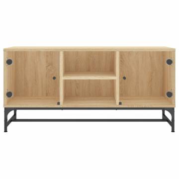 TV Cabinet with Glass Doors Sonoma Oak 102x37x50 cm