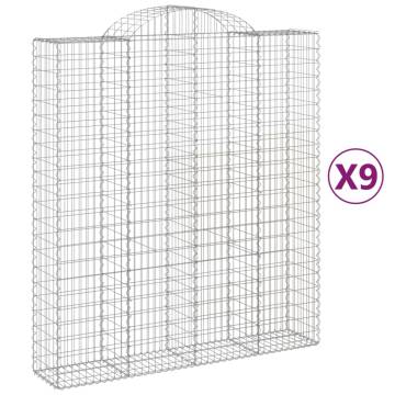 Arched Gabion Baskets 9 pcs 200x50x220/240 cm Galvanised Iron