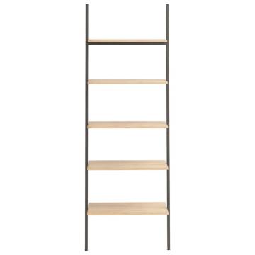 5-Tier Leaning Shelf Light Brown and Black 64x34x185.5 cm