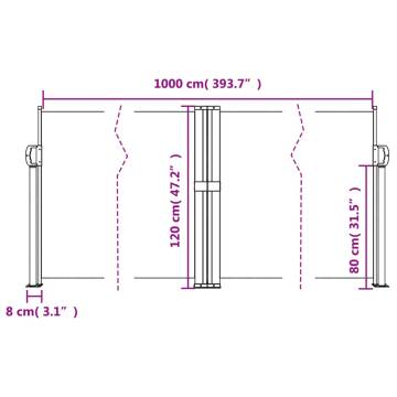 Retractable Side Awning Blue 120x1000 cm