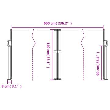 Retractable Side Awning Cream 140x600 cm