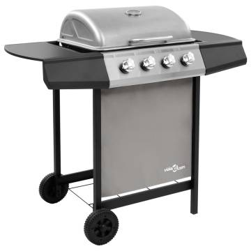 Gas BBQ Grill with 4 Burners Black and Silver (FR/BE/IT/UK/NL only)