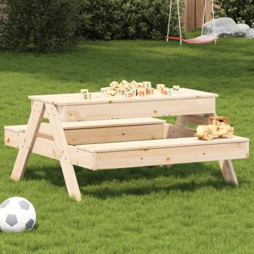 Picnic Table with Sandpit for Kids Solid Wood Pine