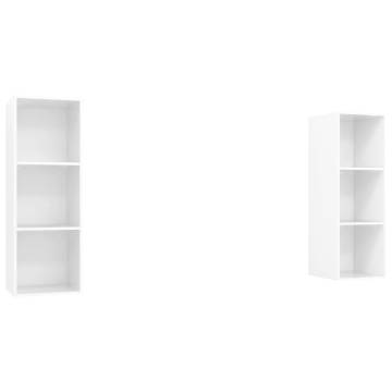 Wall-mounted TV Cabinets 2 pcs High Gloss White Engineered Wood