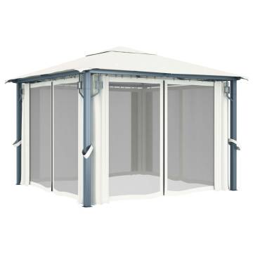 Gazebo with Curtain&LED String Lights 3x3 m Cream Aluminium