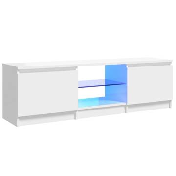 TV Cabinet with LED Lights High Gloss White 120x30x35.5 cm