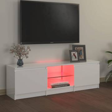 TV Cabinet with LED Lights High Gloss White 120x30x35.5 cm