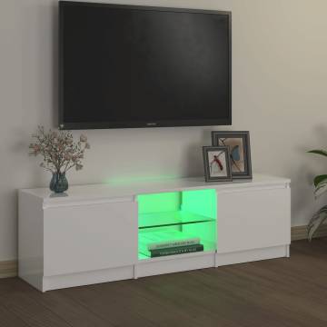 TV Cabinet with LED Lights High Gloss White 120x30x35.5 cm