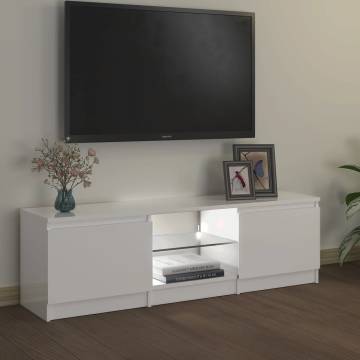 TV Cabinet with LED Lights High Gloss White 120x30x35.5 cm