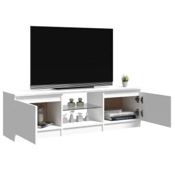 TV Cabinet with LED Lights High Gloss White 120x30x35.5 cm