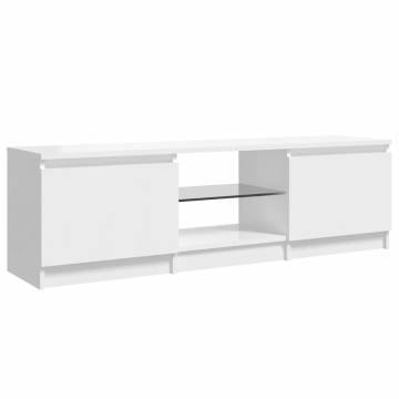 TV Cabinet with LED Lights High Gloss White 120x30x35.5 cm