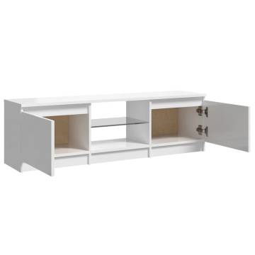 TV Cabinet with LED Lights High Gloss White 120x30x35.5 cm