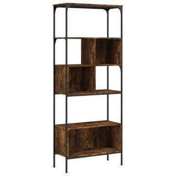 Bookcase 5-Tier Smoked Oak 76x33x188.5 cm Engineered Wood