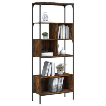 Bookcase 5-Tier Smoked Oak 76x33x188.5 cm Engineered Wood