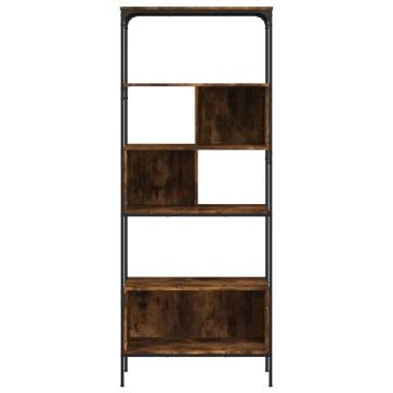 Bookcase 5-Tier Smoked Oak 76x33x188.5 cm Engineered Wood